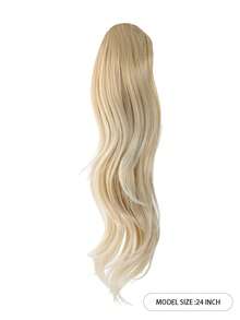 24-Inch Blonde Highlight Slightly Lifted Synthetic Drawstring Ponytail Hair Extensions - Multicolor - View 7