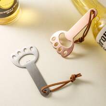 1pc Creative Beverage Sparkling Wine Stainless Steel Beer Bottle Opener, Wooden Design - Multicolor - View 3