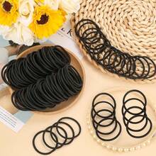 120pcs Black Hair Ties, Suitable For Thick, Curly Hair, Ponytail, Unisex Hair Bands, Portable Daily Hair Ties - Multicolor - View 3