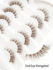 Asiteo 6 Pairs Fluffy Brown False Eyelashes, Transparent Eyelash Stems, Invisible Eyelash Bands, Natural Criss-Cross Curly Cat Eye Lashes, Brown Fox Eye Effect Faux Mink Lashes, Suitable For Daily Eyelash Extension Makeup, Strip Lashes, Eyelashes, False Eyelashes - Cat Eye Lashes - View 5