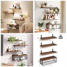 Estantes Flotantes Montados en la Pared - 5 PCS Repisas Flotantes - Estante de Pared, Capacidad de Carga 18 KG, 40* 15 Marrn Oscuro - Marrón oscuro - Ver 1