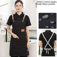 1pc Thickened Canvas Apron,Waterproof Apron And Oil-Proof Apron With Pockets,Universal Apron For Women And Men,For Cooking Coffee Bar,Restaurant,Multipurpose Aprons Professional Kitchenwear - 彩色 - 查看 4