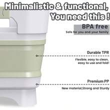 Collapsible Dish Basin With Drain, 9L2.4Gal Capacity, Space Saving Portable Sink Bottle, Kitchen, Camping RV, Gray - 綠色 - 查看 6