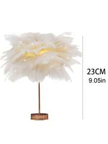 1pc Large, Battery-Operated Pink And White Feather Table Lamp (Batteries Not Included). Modern, Freestanding Bedroom Bedside Lamp, Perfect For KTVs, Bars, Cake Shops, And Livestreams. Elegant Home Decor, Perfect For Bedrooms, Living Rooms, Offices, Dorm Rooms, Desks, And Nightstands.