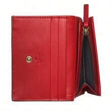 Gucci Dreifarbiges Kirschblüten-Dekorations-Monogramm-Logo Bi-Fold Segeltuch Patchwork Leder Kartenetui Geldbörse Damen Ebenholz / Rot, 476050-K9GXT-8694