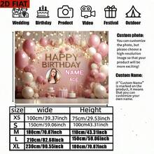 1pc Customizable Photo & Text Personalized Metallic Rose Gold Happy Birthday Banner (Size: 29*39, 39*59, 70*90 Inch) With Pink Floral Accents - Elegant Floral Balloon Wreath And Cake Table, Photo Booth And Outdoor Party Decor, Birthday Party Supplies Mother's Day Graduation,Multi-Functional,Adjustable,Durable,Ornamental,Reusable,Exquisite,Adorable,High-Quality,Modern,Colorful,Cute,Comfortable,Stylish,Custom,Personalized,Unique,Ideal Gifts For Him,Ideal Gifts For Her,Boyfriend,Girlfriend,Dad,Mom,Family,Friends,Youth,Office,Tea Room,School,Home,Home Refresh,Customized Party Backdrops,Personal Items