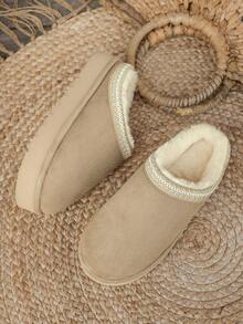 Pantuflas minimalistas de unicolor, cálidas y de moda para interiores, exteriores, viajes, vacaciones y el hogar