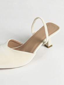 Sandalias de tacón alto de punta elegantes y minimalistas para adolescentes - Blanco - Ver 10