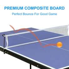 137.2cm/4.5ft Foldable Table Tennis Table, Portable Ping Pong Table Set With Net, 2 Ping Pong Paddles And 3 Balls, Easy To Store For Indoor And Outdoor Games - 藍色 - 查看 6