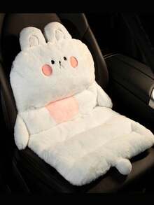 1 pieza Cojín de asiento de coche de peluche - Lindo cojín de apoyo lumbar con diseño de dibujos animados, cojín de asiento elevador y cálido, cojín de asiento de coche con tema de animales adorables para invierno, suave/ligero/portátil/lavable a máquina, confort para todas las estaciones, peluche grueso para calidez y protección, se adapta a coches y sillas de casa, mejora la comodidad y la diversión del asiento, esencial para fríos inviernos