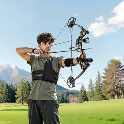 Compound Bow Archery, Adjustable 19-30 In Draw Length Compound Bow Package For Beginner, 19-70 Lbs Draw Weight Archery Bows And Arrow Set, Right Hand Kit With Hunting Equipment, 320 Fps