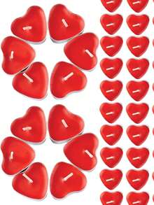 50个心形无香茶蜡 - 无烟茶蜡烛 - 适用于婚礼、派对、烛台、香薰机和圣诞装饰。