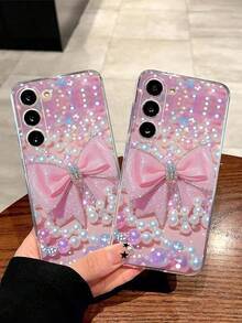 Funda para  de estilo premium con motivo de lazo y concha, apta para las series  16E/15/14/13/12/11/PRO/PLUS/PROMAX/MINI. Compatible con las series  S/A/M/NOTE,  S/G/EDGE/E, Transsion SPARK/HANTOM/CAMON/INFINIX, las series Honor 400/PLAY/X/Y, OPPO Reno/A/F,  14/Redmi/POCO/NOTE. Transparente, sencilla, elegante y duradera, fabricada con material TPU protector. Perfecta para San Valentín, Halloween, Navidad y otras ocasiones festivas: una opción ideal para uso personal o para regalar. - transparente - Ver 3