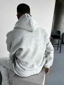 男士复古水洗宽松金属拉链连帽衫（领口、下摆和肩部接缝处加固，防止变形），街头校园风春季单品 - 灰色 - 查看 5