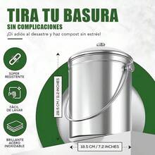 Contenedor de Compost, Compostador de Cocina, Contenedor de Abono, Compost con Filtro de Carbn de 1.3 Galones con Tapa, Compostador de Acero Inoxidable para Cocina, Bote de Basura - plateado - Ver 4