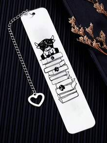 1pc Charming Highland Cow Stainless Steel Bookmark, Perfect Bookmark Gift For Farmers And Animal Lovers - Multicolor - View 12