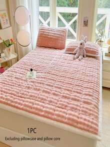 1 件灰色绗缝床垫垫，柔软塔夫绸毛绒深灰色床垫保护套，简约风格床垫罩，4 角弹性带设计适用于弹簧床垫，可折叠存放，易于护理，四季使用