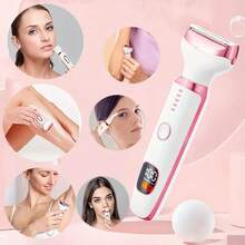 5-en-1 Rasoir électrique pour femme, épilateur facial, tondeuse à sourcils, tondeuse maillot, épilateur portable, taille compacte, longue durée de vie de la batterie, préparez-vous pour l'été avec une peau lisse, indispensable pour les voyages - Blanc - Voir 7