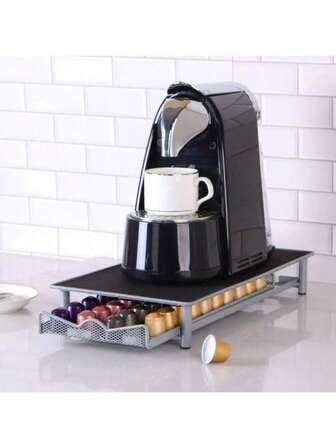 1pc Multi-Functional Coffee Capsule Storage Box - Sturdy Drawer-Style Countertop Organizer With Thick Carbon Steel Construction - Perfect For Kitchen And Office Desktop Organization And Storage