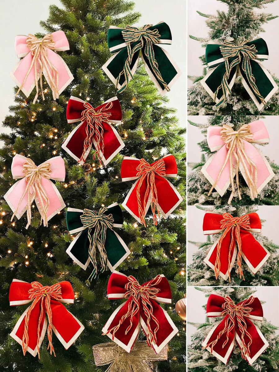 Laço de veludo dourado de alta qualidade para decoração de Natal. Ideal para decorar presentes de Natal, árvores de Natal e ambientes internos. Perfeito para decorar sua casa no inverno.