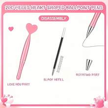 15 Pieces Of Personalized Pink Heart-Shaped Rotary Ballpoint Pens, Durable Writing Tools Suitable For Women, 1.0mm Medium Nib, Black Ink, Replaceable Refills, Perfect Office And Study Supplies, Valentine's Day Gifts, Mother's Day Gifts, Study And Office Supplies, School Stationery (15 Heart-Shaped Pens +20 Refills)
