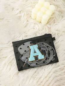 Mini Portable Mesh Medicine Bag, First Aid Kit With Blue Towel Embroidered Letters A-Z, Medical First Aid Kit, Outdoor Household Medicine Pill Storage Bag, Travel Storage Bag, Makeup Bag, Cosmetic Bag, Vacation Storage Bag, Skincare Bag, Lip Oil Storage Bag, Mother's Day Gift, Birthday Gift, Bathroom Storage, Student Dormitory Wash Bag, Gifts For Wives, Family, And Friends, Make Up Organizer - Multicolor - View 5