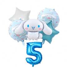 Conjunto de globos de Sanrio, Conjunto de globos con números de dibujos animados de Cinnamoroll, Globos de decoración para cumpleaños, aniversario y ceremonias de Cinnamoroll, Globos de decoración de fondo fotográfico de fiesta de Cinnamoroll, Conjunto de globos de lámina con números de Cinnamoroll