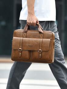 WEIXIER Unisex Briefcase Laptop Bag Large Tote Bag, Men's Handbag Shoulder Bag, Multi-Pocket, Adjustable Detachable Strap, Casual Commuter Bag, Minimalist Business Bag, Suitable For School, Commuting, Shopping, Gift For Loved Ones