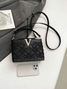 Fashion Mini Solid Colour Simple Hardware Lock Buckle Decoration PU Waterproof Fabric Multifunctional Handbag, Suitable For Shopping, Carrying Bags, Shopping, Young Women, College Students, Newcomers To The Workplace, White-Collar. Perfect For Office, College, Work, Business, Commuting, Outdoor Activities, Travelling And Excursions.