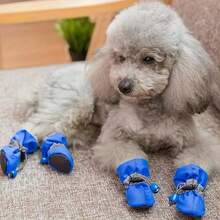 4 件装小型犬防水鞋 - 保护宠物爪子并保持干燥，宠物雨靴，宠物外出的完美礼物，耐用且易于清洁 - 藍色 - 查看 6