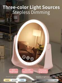 OBOVAY LED Makeup Mirror ,Vanity Mirror Lights, 3 Light Modes Lighted Makeup Mirror, Touch Control, Portable Stand And Rotatable Compact Mirror ,Lighted Travel Makeup Mirror, Vanity Cosmetic Mirror With Lights, Rechargeable Battery, Portable LED Makeup Mirror For Home, School Supplies,Women Gift,Christmas Gifts,600mAh