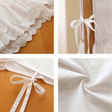 غطاء كرسي أبيض نقي فرنسي، حافة ورقة اللوتس عالية الجودة والبسيطة المنقوشة بالتطريز المفرغ، غطاء كرسي خشبي صلب للمنزل، غطاء مسند الظهر