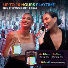 Portable Speaker With LED Lights, Sound And Microphone - Blue - View 5