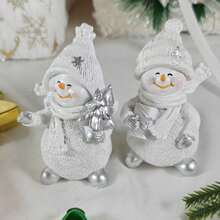 1 pieza Decoración de muñeco de nieve navideño, figura decorativa de muñeco de nieve blanco, regalo de Navidad, decoración de interiores