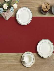 1pc Waterproof & Dirt-Resistant Thick Faux Linen Style Table Runner, Coarse Linen Farmhouse Boho Tear-Resistant Durable Table Runner Cloth, Suitable For Restaurant Decor, Kitchen Decor, Party, Banquet, Birthday, Baby Shower, Wedding, Picnic, Outdoor Gathering And Patio Setting - Burgundy - View 6