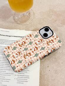 1pc Western Cowboy Style Plaid Bandana, Cartoon Duck & Cactus Pattern Glossy 2-In-1 Soft Film Full Coverage Phone Case For Samsung/ 11/12/13/14/15/16/17 Pro Max - Multicolor - View 4