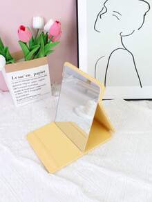 1pc Folding Rhombus Makeup Mirror, Elegant Minimalist Style For Bedroom Vanity Table, PU Material,Cheap,Stocking Stuffers,Makeup,Makeup Tools,Cheap Stuff,Gifts,Gifts For Women,Christmas Gifts