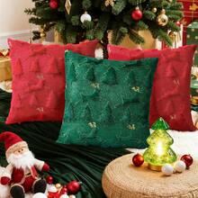 1 buc. Decorațiune de Crăciun, brad de Crăciun, blană artificială moale, față de pernă de pluș, potrivită pentru canapea în dormitor, sufragerie, inserția de pernă nu este inclusă