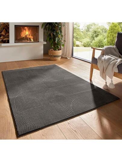 Taracarpet Short Pile Boho Sk Polyester Vloerkleed In 3D Look, Washable, Easy To Clean Robust, Ideal Living Room, Bedroom Children's Also As Bath Mat, Anthracite Waves, 050 080 Cm