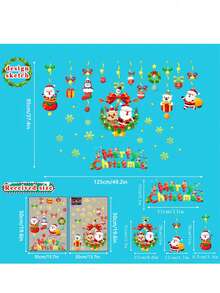 2pcs Christmas Window Clings Decorations,Static Christmas Window Sticker Decal,Large & Adjustable Double Sided Xmas Decal Ornament For Holiday New Year Party Home Store Winter Decor Wall Stickers Room Decor Wall Sticker Wall Decor Stickers Home Decor Christmas Decorations Christmas Decorations Home
