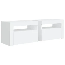 vidaXL 2 Comodini bianchi con LED, 60x35x40 cm