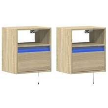 vidaXL 2 Stück Nachttische mit LED-Beleuchtung, Sonoma-Eiche