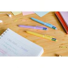 4 Color Pastel Ballpoint Pen With Smooth 1.0 Mm Point And Retractable Design, 3 - Count In Assorted Ink - 粉彩筆桿 + 黑色,藍色,綠色,紅色墨水 + 1 支(3 支裝) - 查看 5