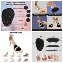 Metatarsal Pads Ball Of Foot Cushions, Heel Inserts Women, Foot High Heel Comfort Shoe Filler, Heel Pads Grips Shoe Too Big, Loose Shoes, Blisters Beige+Black - 2pairsblack - 查看 1