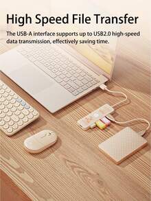 HP USB 扩展坞带 Type-C 充电适配器 2.0 分线器兼容苹果笔记本电脑转换器 4K 投影 PD 充电扩展坞四合一（黑色、白色、奶茶色、银色） - 一拖四拓展塢 - 查看 4