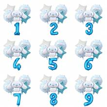 Conjunto de globos de Sanrio, Conjunto de globos con números de dibujos animados de Cinnamoroll, Globos de decoración para cumpleaños, aniversario y ceremonias de Cinnamoroll, Globos de decoración de fondo fotográfico de fiesta de Cinnamoroll, Conjunto de globos de lámina con números de Cinnamoroll