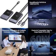 Transmisor y Receptor Inalámbrico TX USB-C(Protocolo DP) y RX  1080P@60Hz 5G WiFi Transmisión Compatible con Celular/Ordenador/Portátil/Cámara/TV Box/DVD//Neflix (164FT/50M)(default) - Tipo 1 - Ver 1