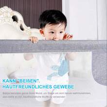 Lislark Bettgitter Schutzgeländer Baby Rausfallschutz Grau Tragbare Höhenverstellbar Kinderbettgitter Bettschutzgitter 150cm / 180cm / 200cm - Hellgrau - Übersicht 3
