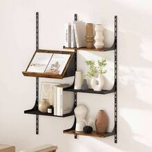 Repisas Flotantes Ajustables 8 Piezas, Estantes Flotantes de Pared, Librero de Pared Industrial con Soportes Metlicos, Estante de Exhibicin Rstico para Sala, Recamara, Cocina, Oficina - 5 PIEZAS - Ver 2