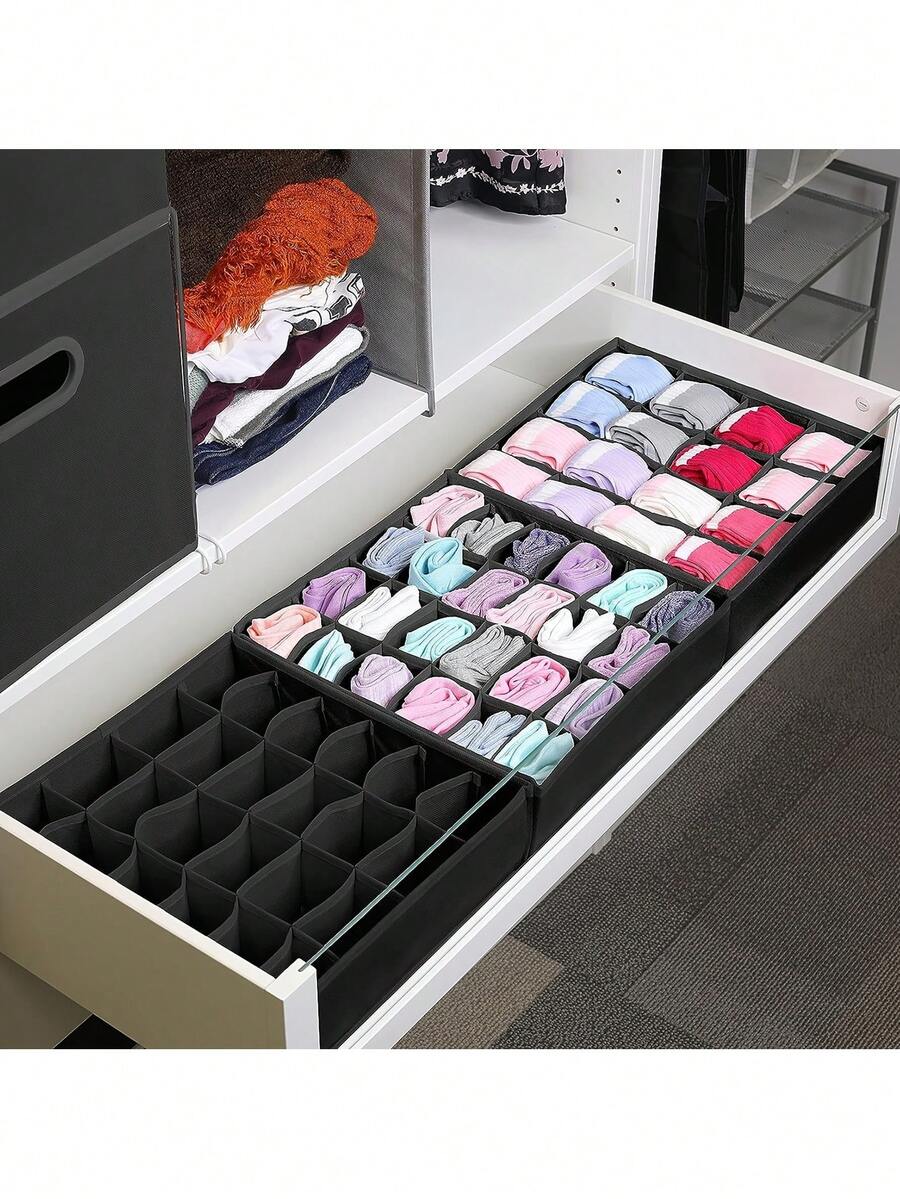 Organizador de cajones plegable con 24 compartimentos, excelente para guardar ropa interior, sujetadores, calcetines y corbatas, diseñado para ahorrar espacio en el armario